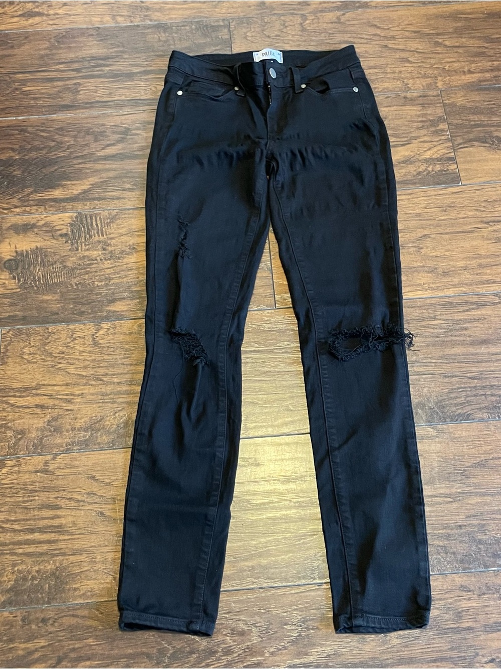 PAIGE Black Ripped Skinny Jeans